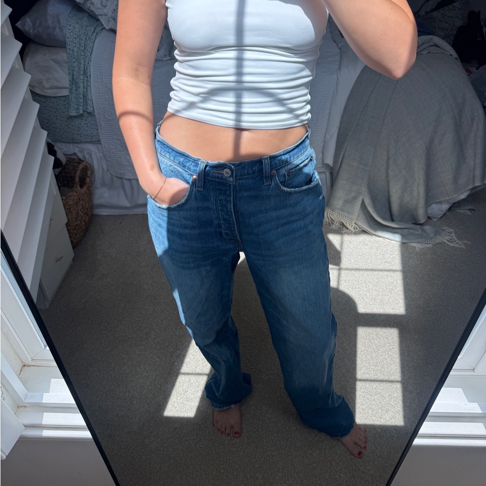 Abercrombie & Fitch Light Blue Baggy Low Rise Curve Love Jeans